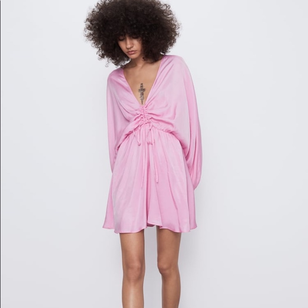 NEW ZARA Satin Effect Draped Dress Blogger Fave